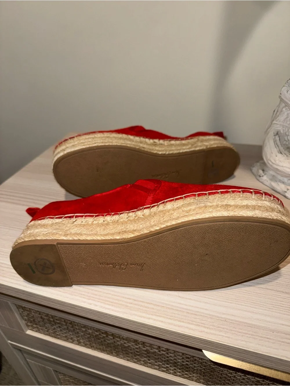 Sam Edelman Red Suede Espadrille Platform Slip-On